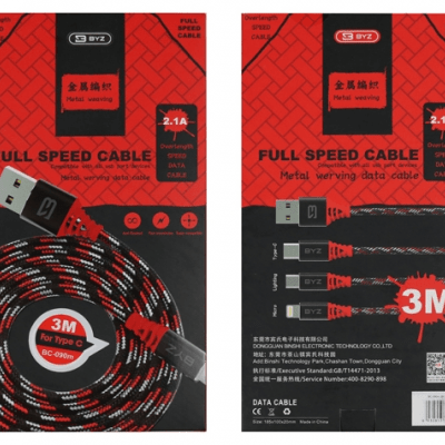 Dây Sạc BYZ 3m - Ss - Ip - Type c
